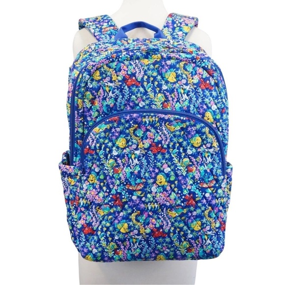 New Vera Bradley Disney Backpack Ariel Floral Deep Ultramarine Little Mermaid - Picture 1 of 7
